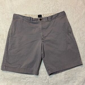 J.CREW Men's 9" Stretch Chino Shorts Size 35 Gray Casual Flat Front Preppy